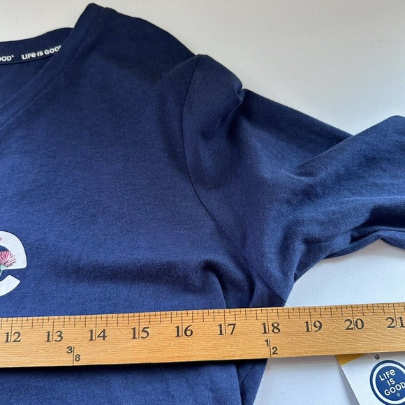 Life Is Good Sleep Shirt Womens Medium Blue NEW Logo Long Sleeve V Neck - Picture 9 of 11